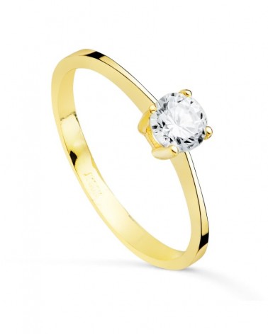 Solitario oro 18k circonita 5mm cuatro garras