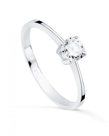 Solitario oro 18k blanco circonita 5 mm