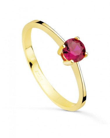 Solitario oro 18k circonita roja 5mm