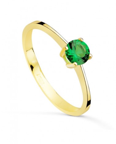 Anillo solitario oro 18k circonita verde 5mm
