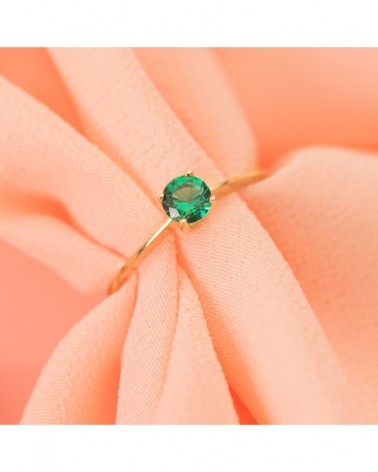 Anillo solitario oro 18k circonita verde 5mm