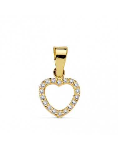 Colgante oro 18k corazón circonitas