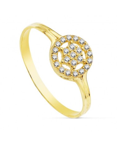 Anillo oro amarillo 18k motivo redondo circonitas 8mm
