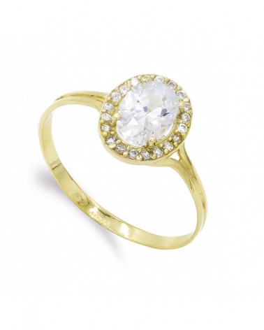 Sortija oro 18k circonita oval orla 7x5mm