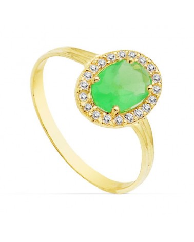 Sortija oro 18k circonita verde oval 7x5 mm