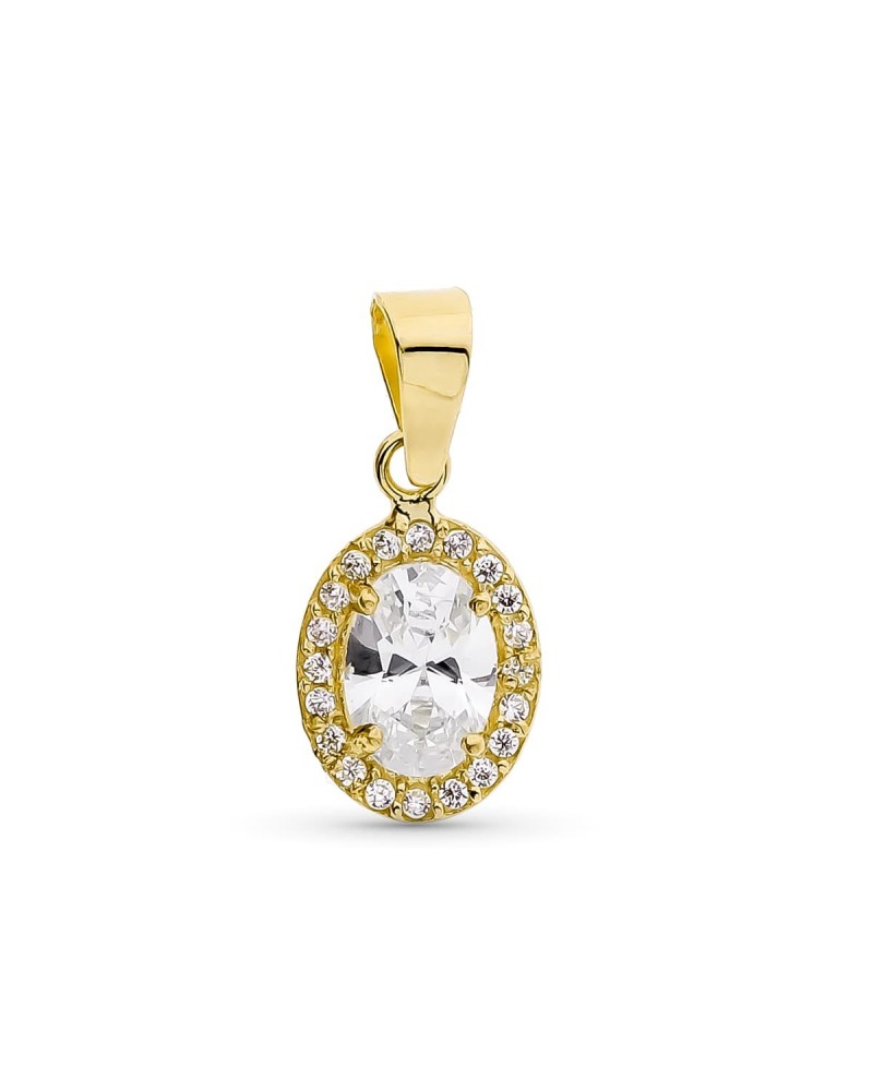 Colgante oro 18k oval circonita orla 10x8 mm