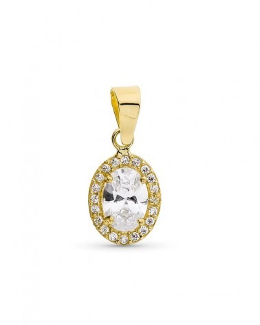 Colgante oro 18k oval circonita orla 10x8 mm