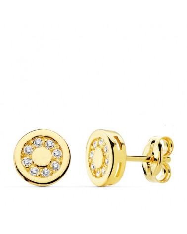 Pendientes oro 18k redondos circonita 7mm niño
