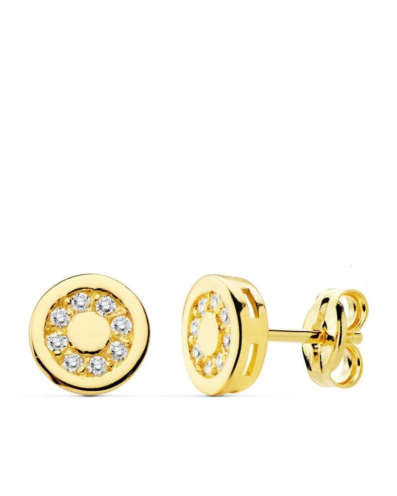 Pendientes oro 18k redondos circonita 7mm niño