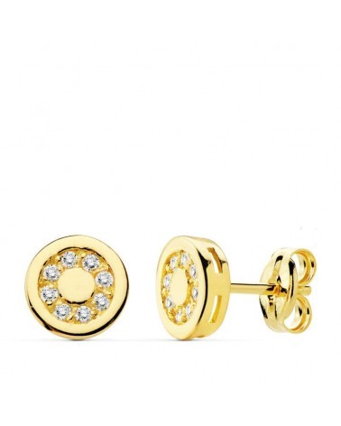 Pendientes oro 18k redondos circonita 7mm niño