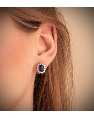 Pendientes oro blanco 18k zafiro y diamantes