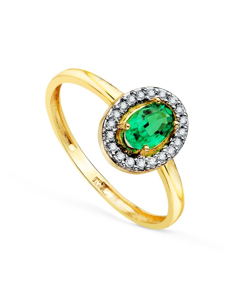 Sortija oro 18k rubí oval circonitas