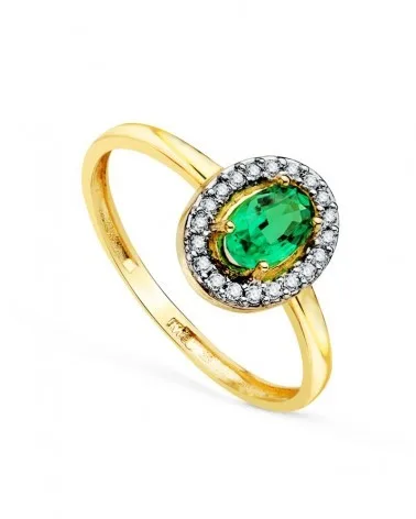Sortija oro 18k rubí oval circonitas