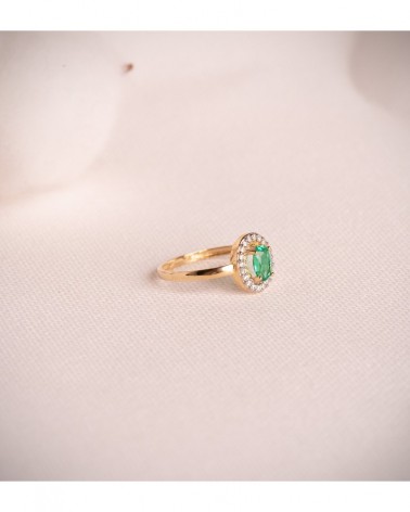 Sortija oro 18k rubí oval circonitas