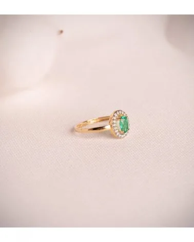 Sortija oro 18k rubí oval circonitas