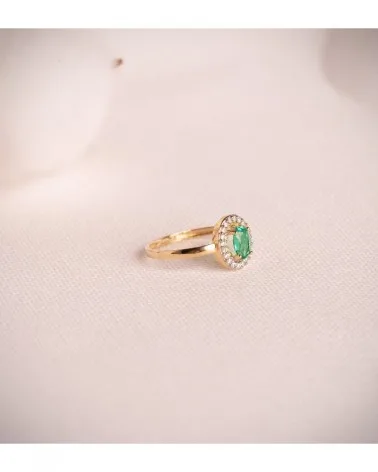 Sortija oro 18k rubí oval circonitas
