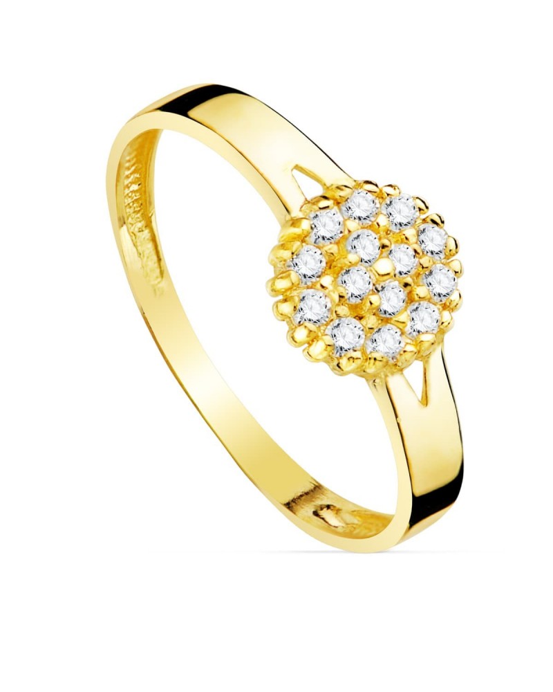 Sortija oro 18k circonitas cuajé 7x7mm