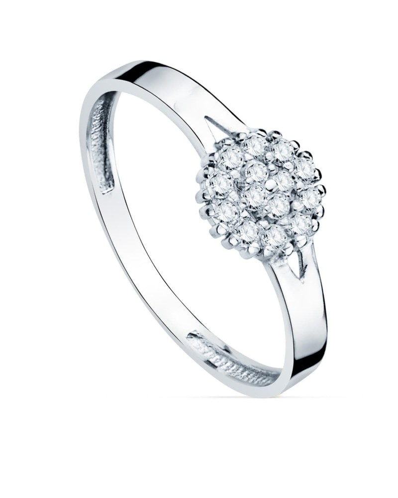 Sortija oro blanco 18k cuajo circonita 6,5mm