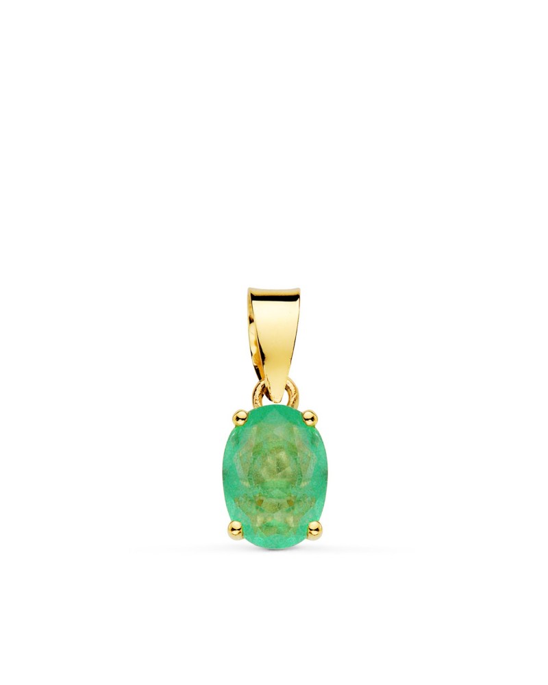 Colgante oro 18k cuarzo verde 8x6mm