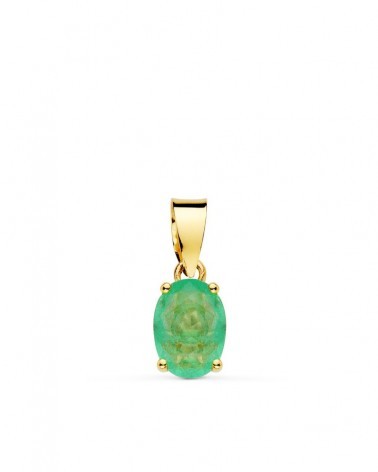 Colgante oro 18k cuarzo verde 8x6mm
