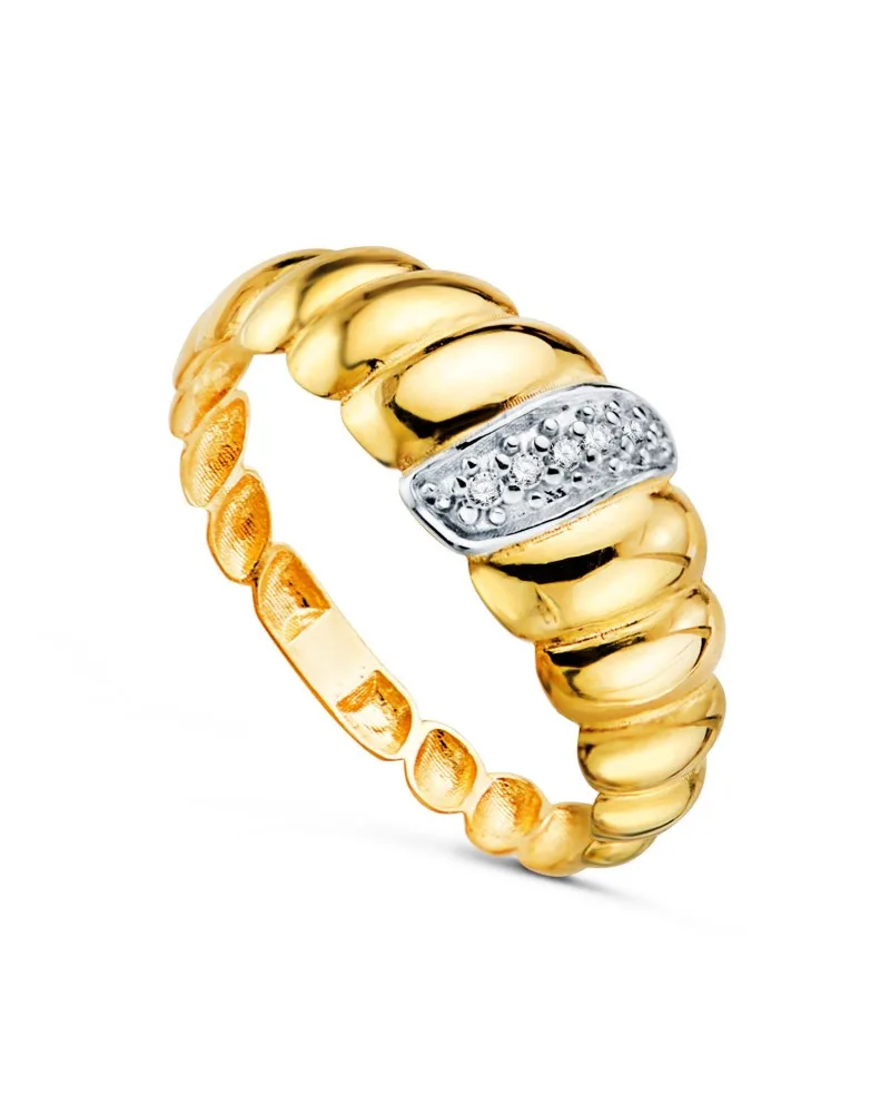 Sortija oro 18k gallones circonitas bicolor 7,5mm