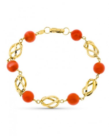 Pulsera oro 18k coral japonés motivos trenzados