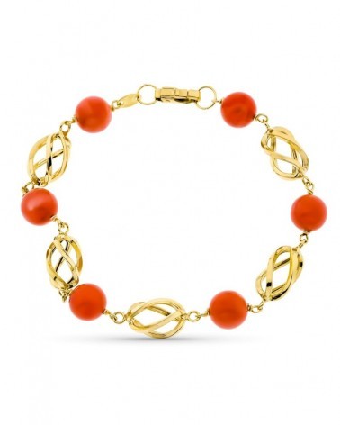 Pulsera oro 18k coral japonés motivos trenzados