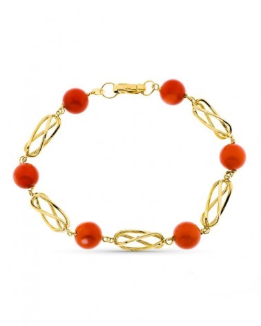Pulsera oro 18k coral japonés eslabones infinito 20,5cm