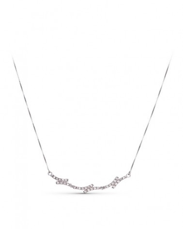 Gargantilla oro blanco 18k circonita cadena veneciana