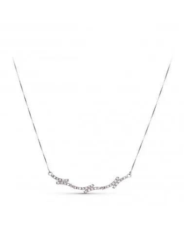Gargantilla oro blanco 18k circonita cadena veneciana 3,7 gramos
