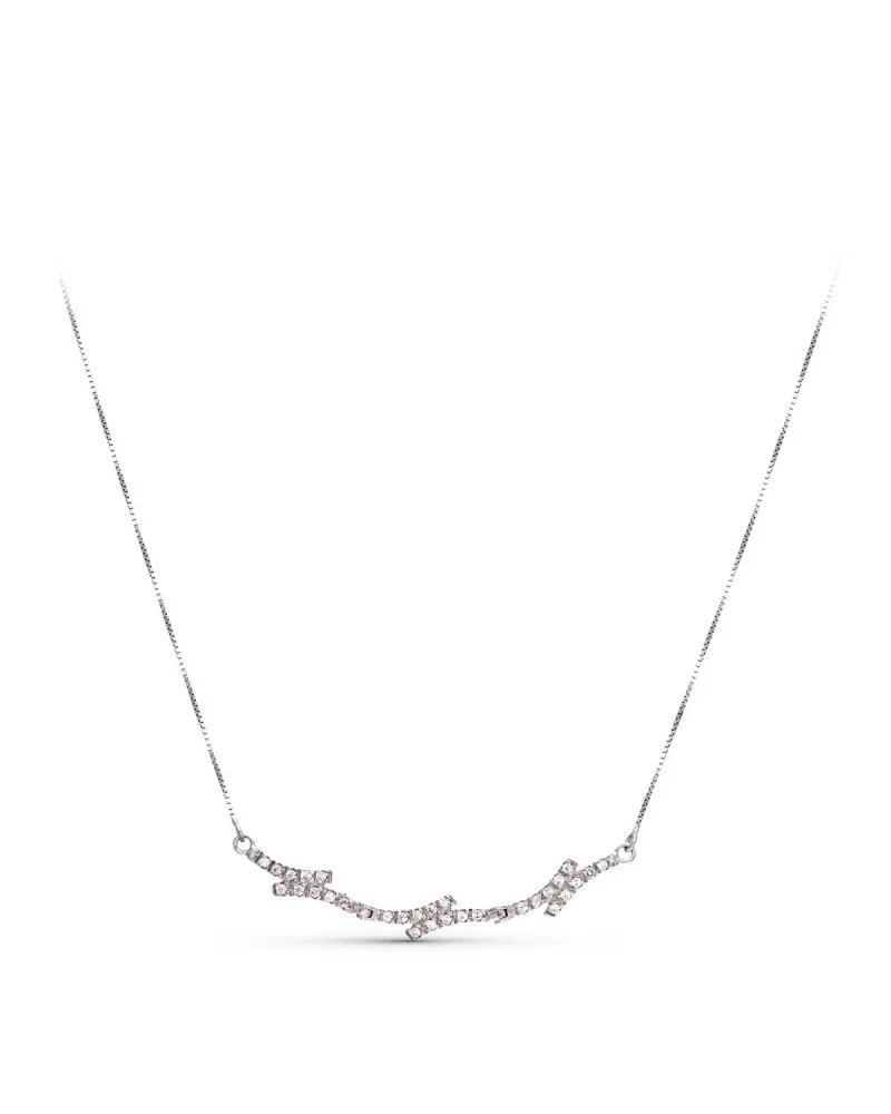 Gargantilla oro blanco 18k circonita cadena veneciana 3,7 gramos