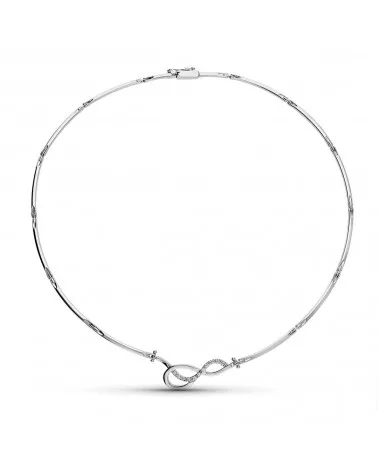 Gargantilla oro blanco 18k símbolo infinito circonita