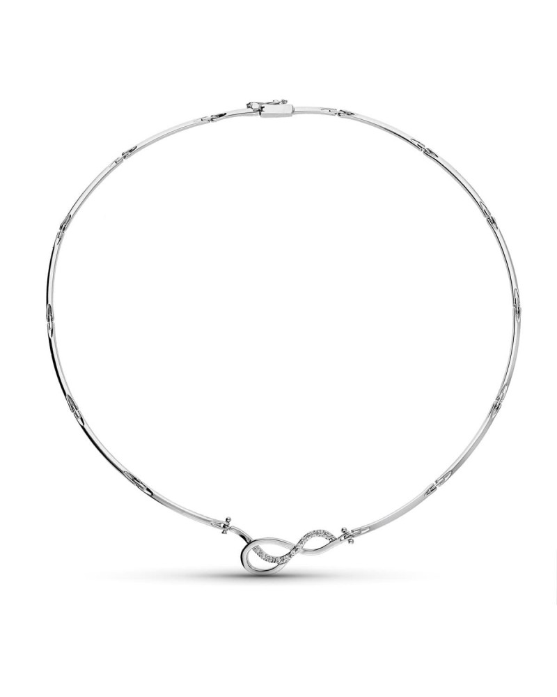 Gargantilla oro blanco 18k símbolo infinito circonita