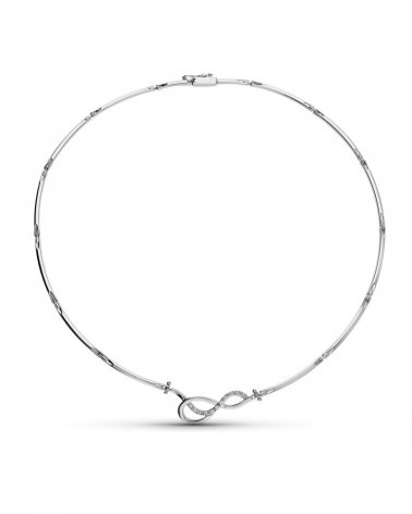 Gargantilla oro blanco 18k símbolo infinito circonita