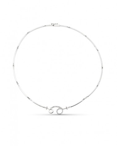 Gargantilla oro blanco 18k círculos circonita 11,8g