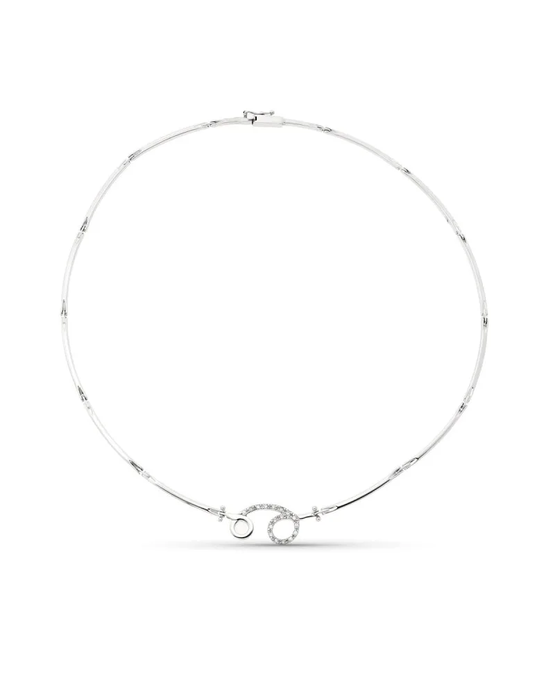 Gargantilla oro blanco 18k círculos circonita 11,8 gramos