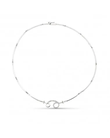 Gargantilla oro blanco 18k círculos circonita 11,8 gramos