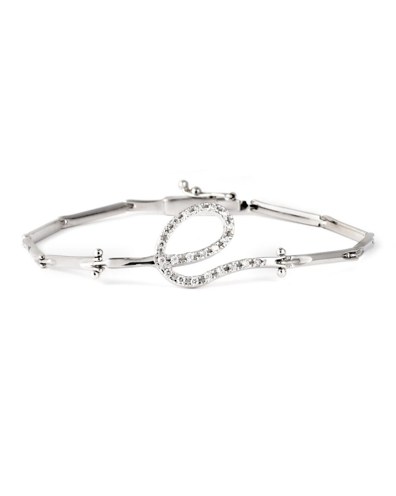 Pulsera oro blanco 18k eslabones circonitas