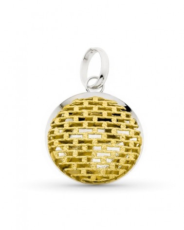 Colgante oro 18k bicolor redondo malla 3,3g