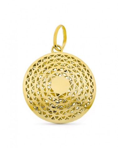 Colgante oro 18k calado mandala 28x25mm