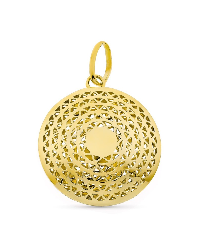 Colgante oro 18k calado mandala 28x25mm