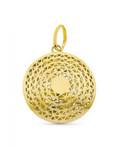 Colgante oro 18k calado mandala 28x25mm