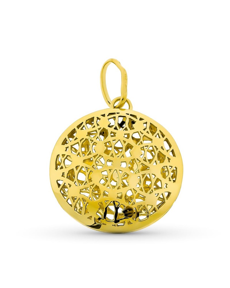 Colgante oro 18k amarillo círculo calado 27x24mm