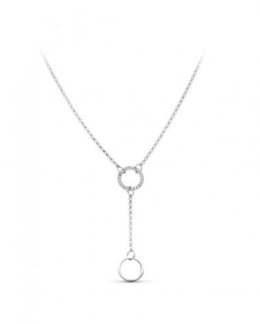 Gargantilla oro blanco 18k aros circonitas