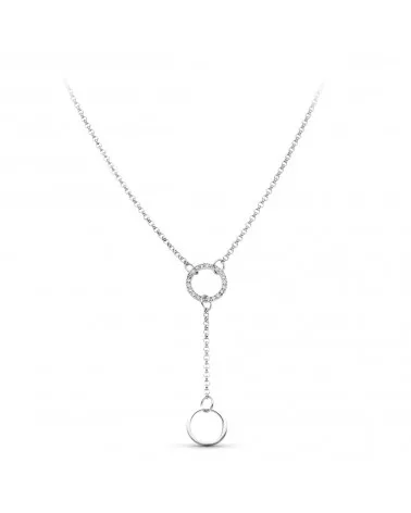 Gargantilla oro blanco 18k aros circonitas
