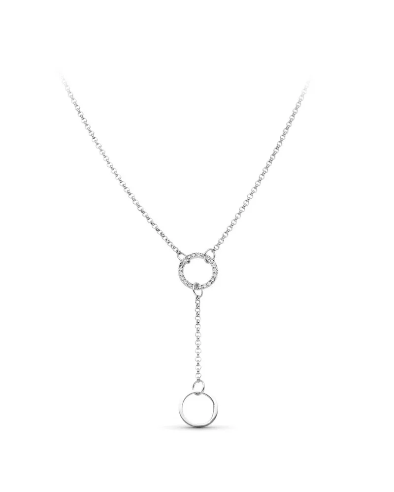 Gargantilla oro blanco 18k aros circonitas