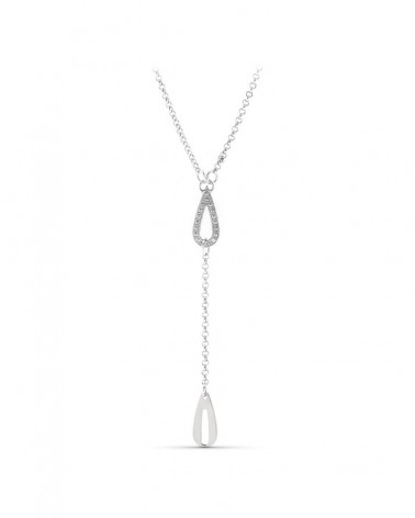 Gargantilla oro blanco 18k gotas circonita