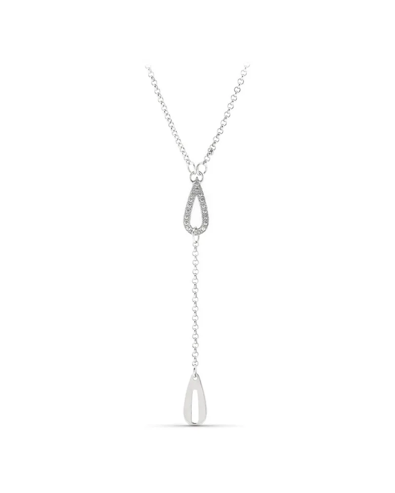 Gargantilla oro blanco 18k gotas circonita