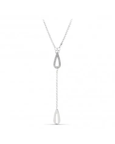 Gargantilla oro blanco 18k gotas circonita