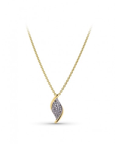 Gargantilla oro 18k bicolor circonitas hoja